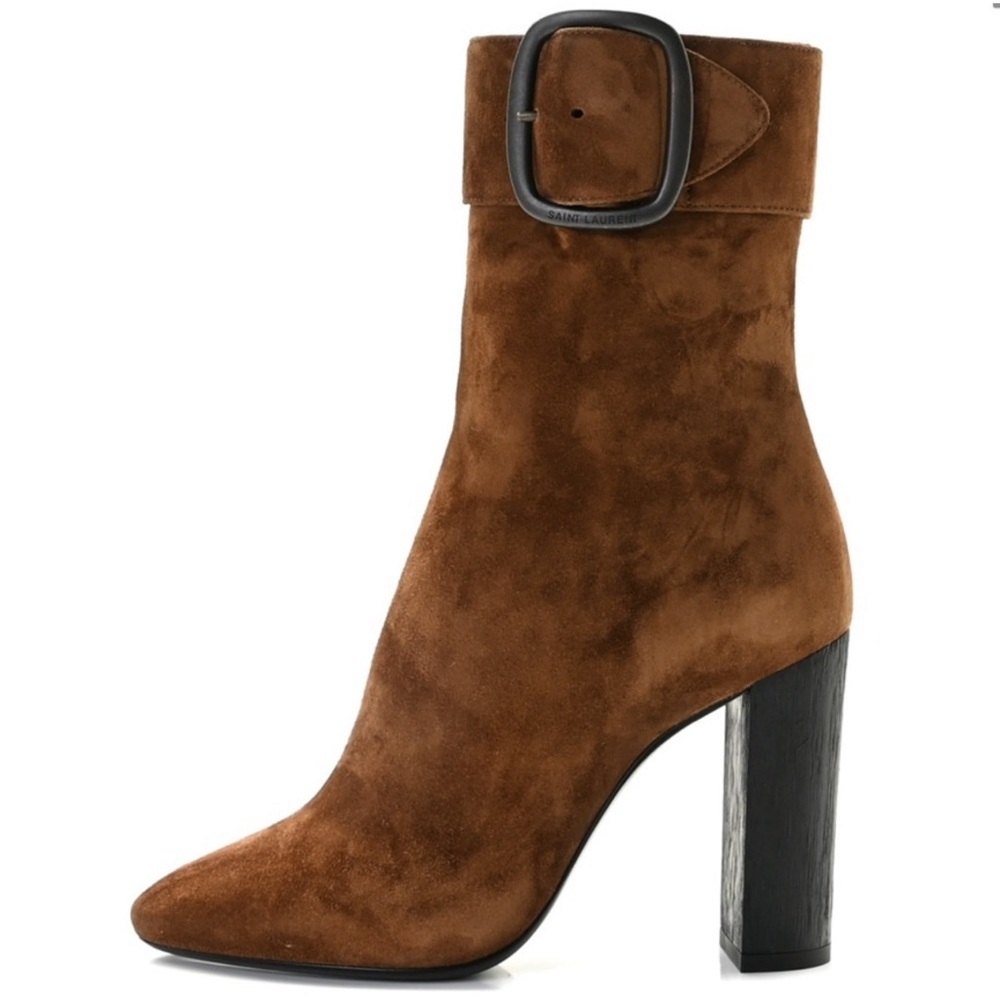 Saint Laurent Suede Joplin Buckle Boots